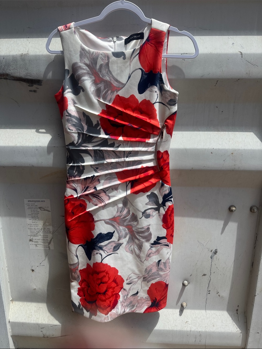 Ivanka Trump White Mini Dress with Red Floral Accents